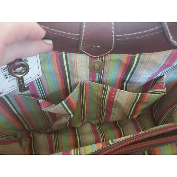 Fossil Purse Belize Ring Satchel Orange Beachy Shoulder strap 78083 NWT - Picture 10 of 16